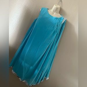 Sky blue pleated one arm top
